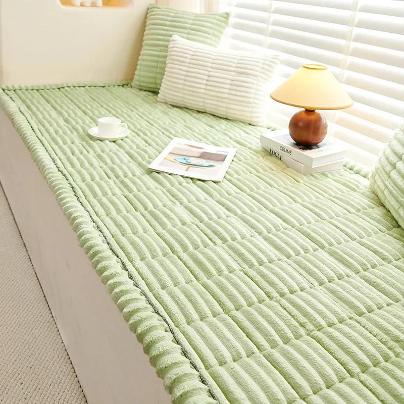 

Зимний чехол для дивана, утолщенный защитный чехол для садового дивана, клетчатый кремовый, большой квадратный коврик для домашних животных, фланелевый чехол для дивана 60x120