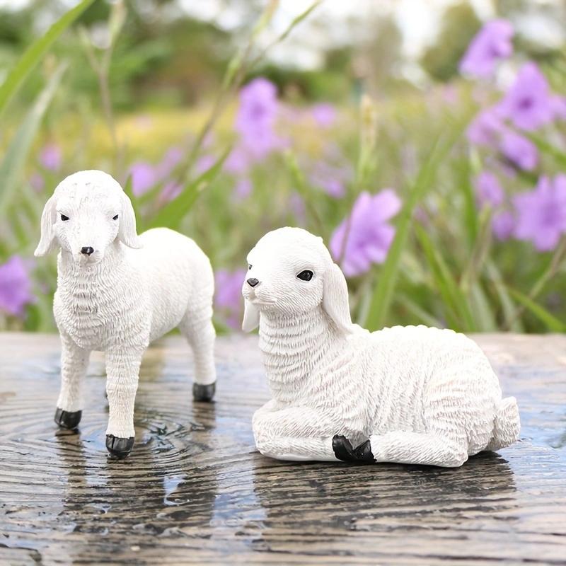 3 Pc Resin Figurine Flower Pot Decor Lamb OrnamentSimulation Decor Mini Animal Models For Farm YardArtificial Lamb Craft Gifts,
