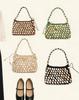 Handwoven Hollow out Wood Bead Shoulder Bag for Women Commuter Style Cross-Border Trend Medium Square Shape Cotton Lining
