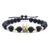 New 8MM Black Agate and Copper Zircon Crown Bracelet - Hot Selling Accessory