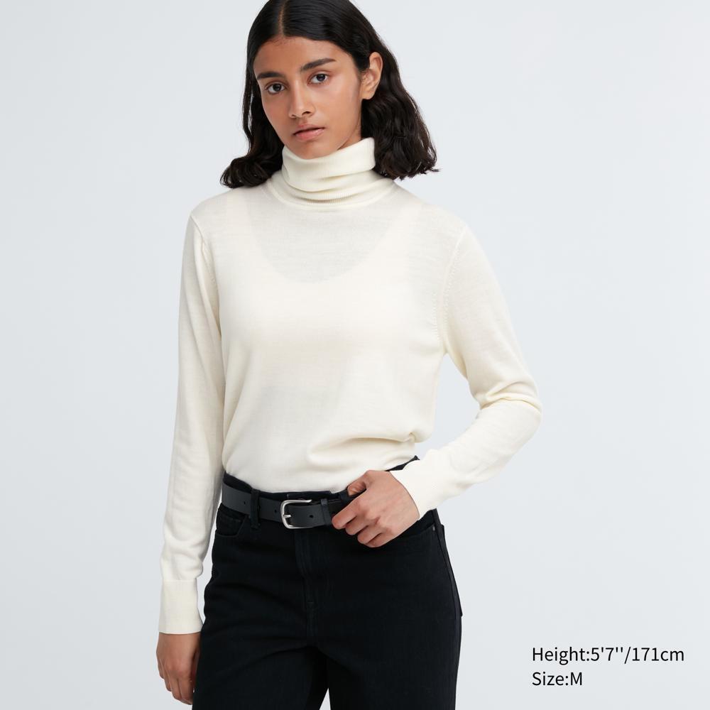 

Свитер с высоким воротником из шерсти мериноса UNIQLO Extra Fine (Длинный рукав)