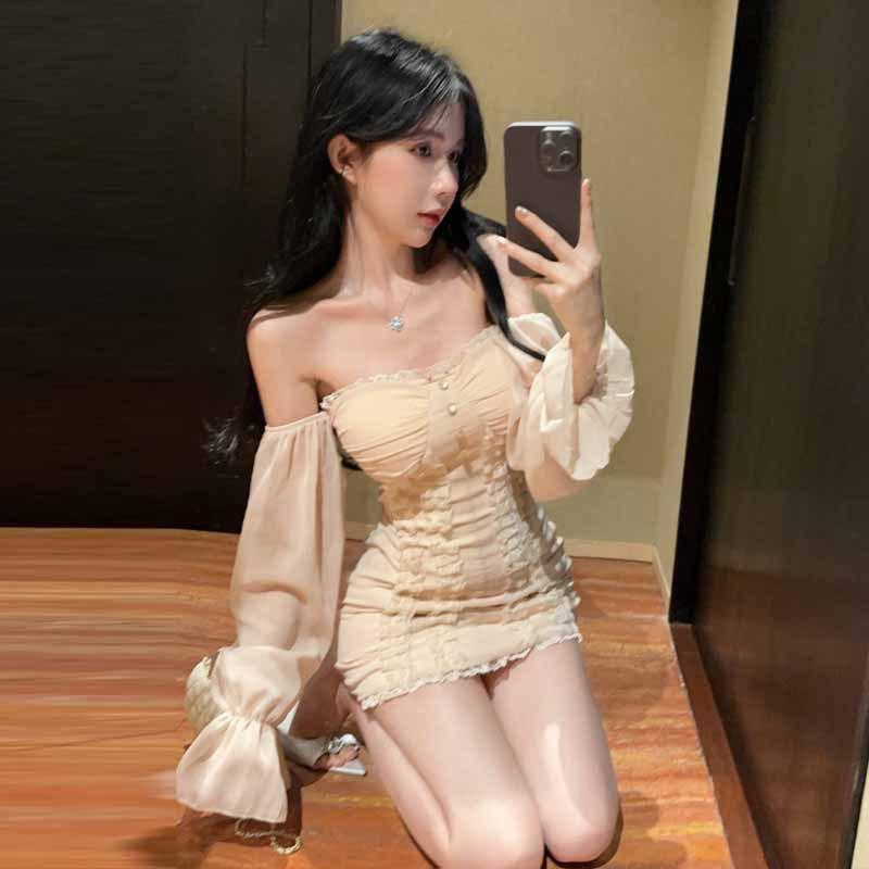 Pure desire hottie tube top lace slim fit hip wrap dress