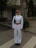 European Casual Women's Sexy Zipper Cardigan & Lace-Up Pants Set - Spring/Autumn Wear