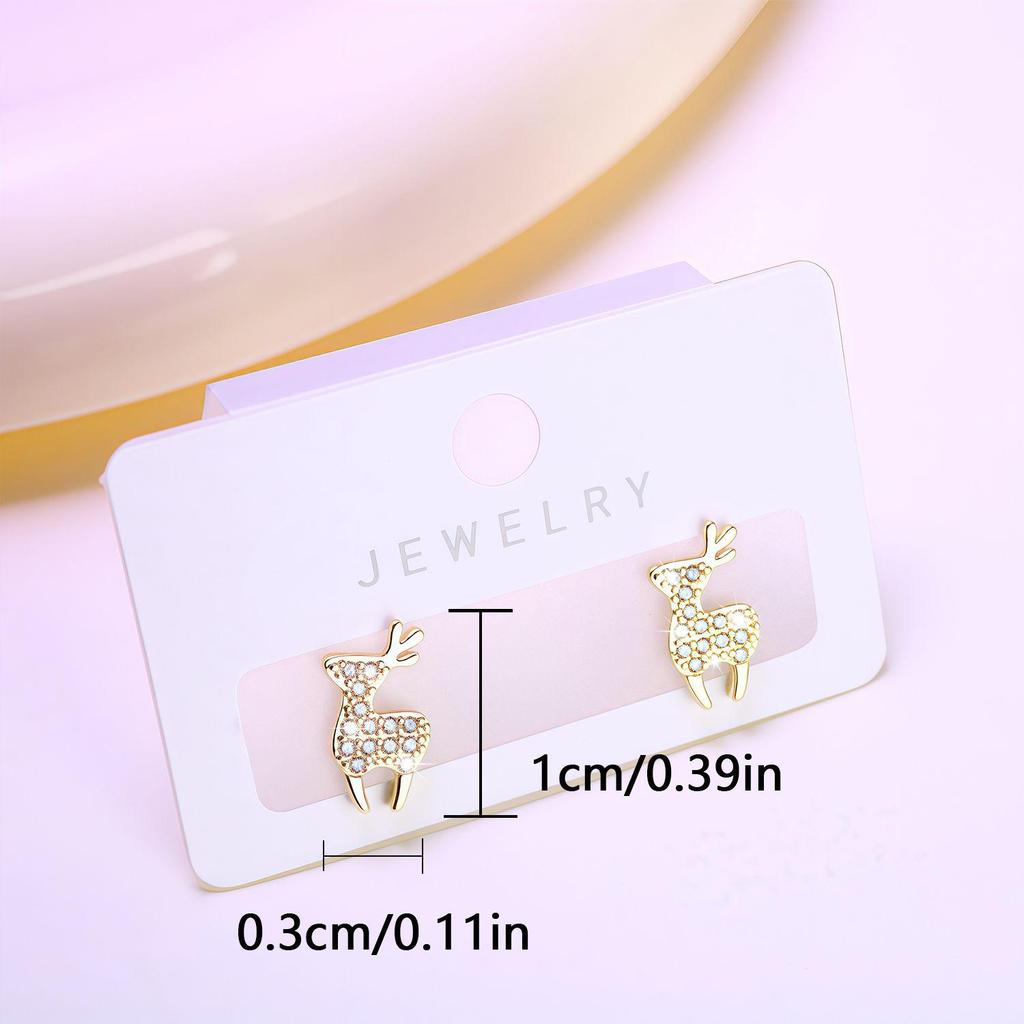 Elegant Petite Fawn Stud Earrings for Women - Fashionable Christmas Holiday Jewelry Gift