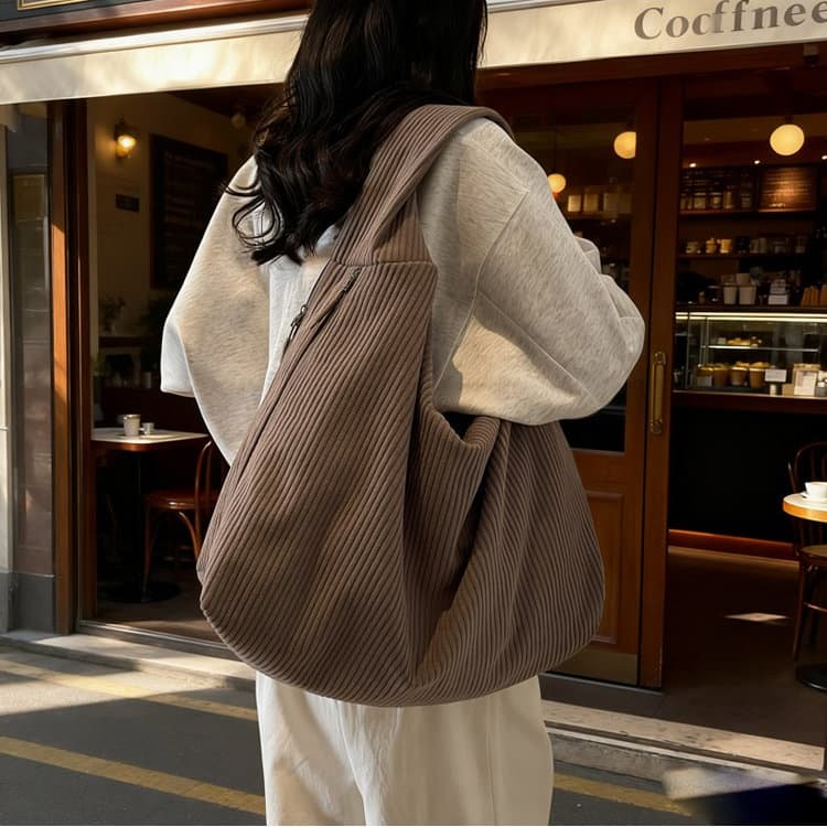 Vintage Corduroy Tote Bag Women's Shoulder Messenger Bag