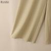 ZANZEA Women Casual Elastic Waist Loose Wide Leg Pants