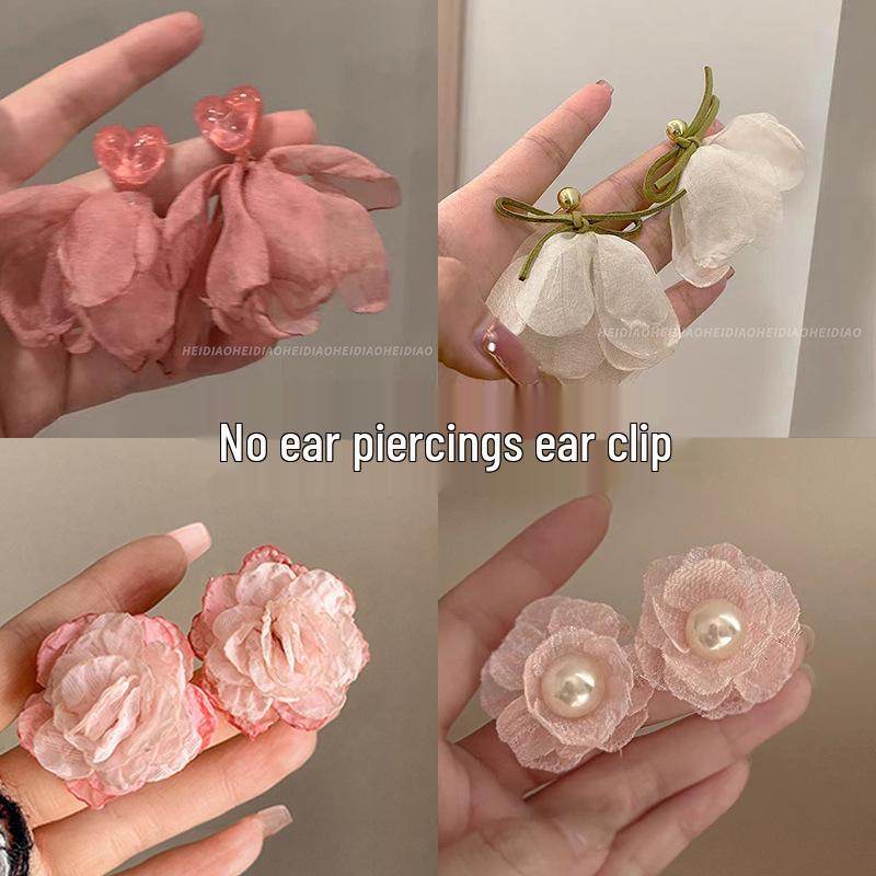 Kolczyki klipsy w stylu lat 80. z Hongkongu w kolorze czerwonym i niebieskim dla nieprzekłutych uszu – Luksusowe kolczyki sztyfty w stylu francuskim