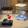 ABS Aquarium Fish Tank Mini Desktop Fish Tank With Built-in Bottom Light & Top Feeding Hole For Home Office Tabletop Decoration