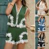 Spring 2025 Summer Cross-Border European and American Foreign Trade Leisure Bohemian Vacation Contrast Color Vest Short Pants Two-piece Suit