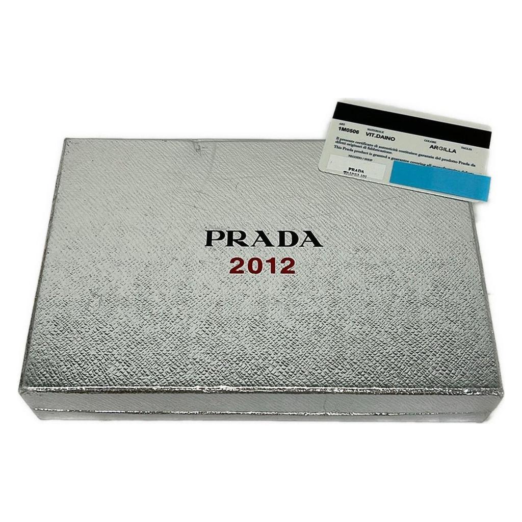 Used PRADA Long wallet - 1M0506 Gray Round zipper Leather