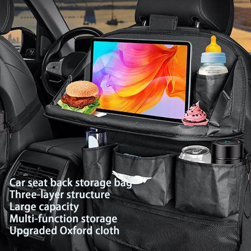 Car Back Seat Organizer Foldable Oxford Cloth Cars Behind Seat Storage Bag High Strength Board Easy Installation Multifunctional