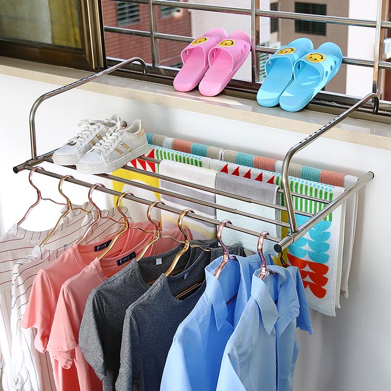 Faltbarer Diebstahlsicherer Balkon-Wäscheständer aus Edelstahl für Kleidung und Schuhe