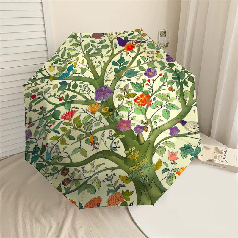

1PC tree pattern Automatic Open/Close Umbrella Compact Folding Umbrella with 8-Rib Shaft lightweight esign, Highquality Fabric1167A