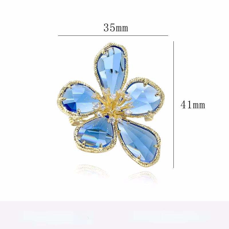 SKEDS Creative Women Girls Glass Flower Crystal Brooch Badges Elegant Lady Exquistie Floral Clothing Coat Pin Jewelry Gift
