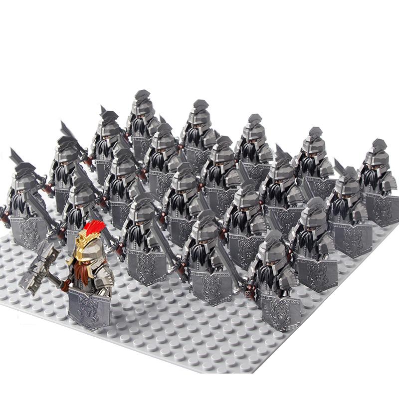 Ancient Rome Dwarf Warrior Elves Knight Rohan Eomer Haldir Urukhai Strong Orc Knight Spartacus Figures Building Block Kids Toy