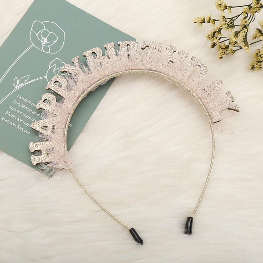 

Korean Style Cartoon Birthday Headband Lace Hair Accessories Children s Headband Creative Women Hair Hoop Party Supplies золотий