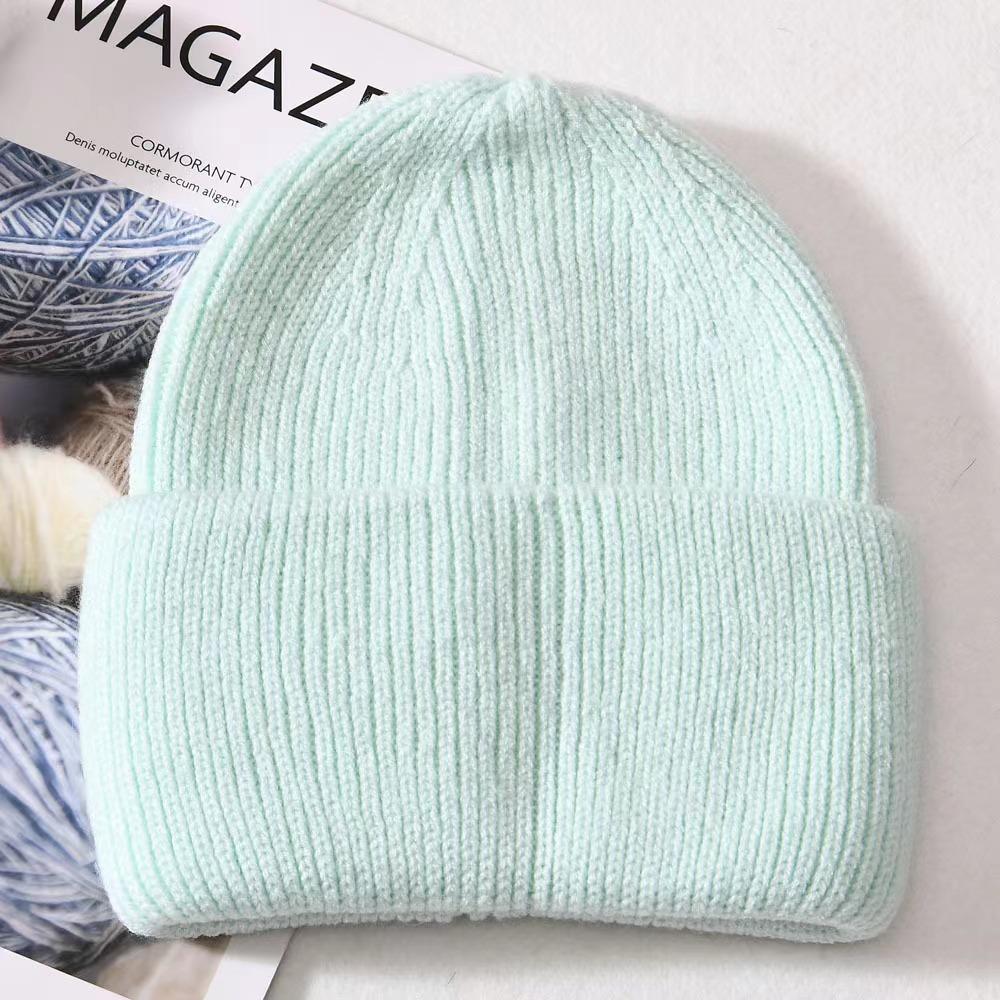 Unisex Luxury Fluffy Winter Wool Cashmere Knit Beanie Ribbed Striped Skully Hat Custom Logo for Men Women's Beach Wear