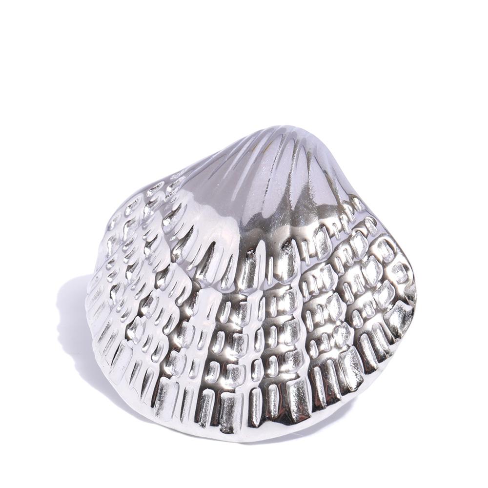 

Yhpup Ocean Style Stainless Steel Metal Shell Adjustable Ring for Women Rust Proof Trendy Fashion Summer Jewelry Gift Accessory