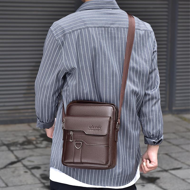 Men's Durable Shoulder Bag High Quality PU Leather Cross Body Sling Bags Travel Crossbody Fashion Pack for Male