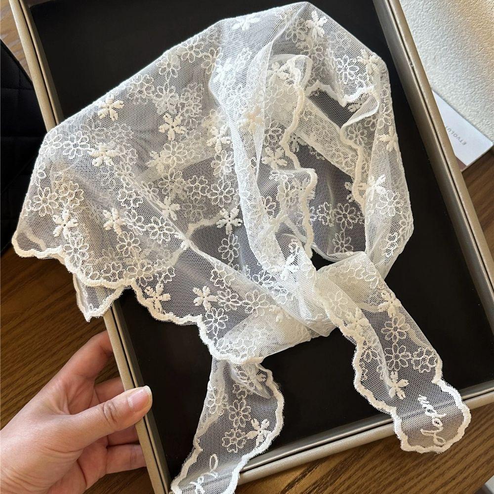 Hot Lace Flower Triangle Head Scarf Women INS Headband Girls Headwear Hair Accessories Y2K Photo Small Shawls Ladies Hair Scarf