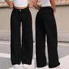 High Waisted Loose Wide Leg Pants, Hanging Floor Length Pants, Black, Straight Leg, Jeans, Women's Pants