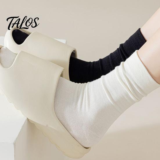 Lightweight Breathable Hosiery Crew Socks for Women, Solid Color Mid-calf Socks, Non-binding Daily Wear Cotton Yoga And Sports, Comfortable Casual Non