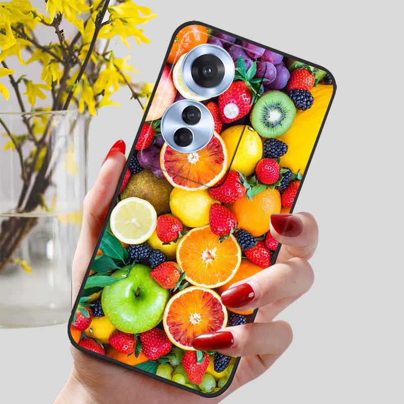 Phone Cover for OPPO Reno11 F 5G Case Black Silicone TPU Fashion Marble Print Shells for Oppo Reno 11F Protective Capa Soft Bags