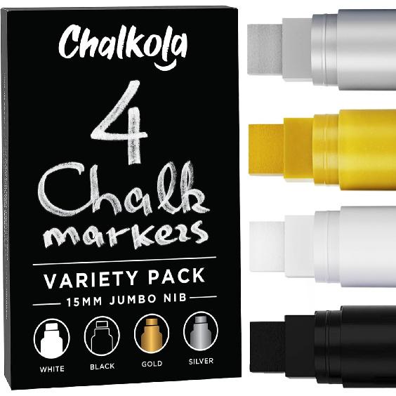 8 Washable Window Markers for Cars - 15mm Jumbo, 3 in 1 Nib, 28g Ink - Liquid Chalk Markers for Chalkboard, Blackboard, Glass, Bistro, Auto, Menu