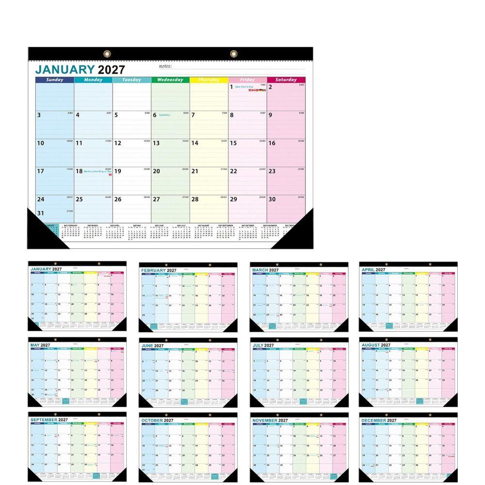 Creative English Calendar 2027 Calendar Planner Practical Floral Wall Calendar Office Stationery