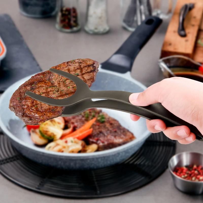 2 In 1 Nylon Grip Flip Tongs Egg Spatula Tongs Steak Spatula Tongs Clamp Pancake Fried Turners Kitchen Accessories Kitchen Items