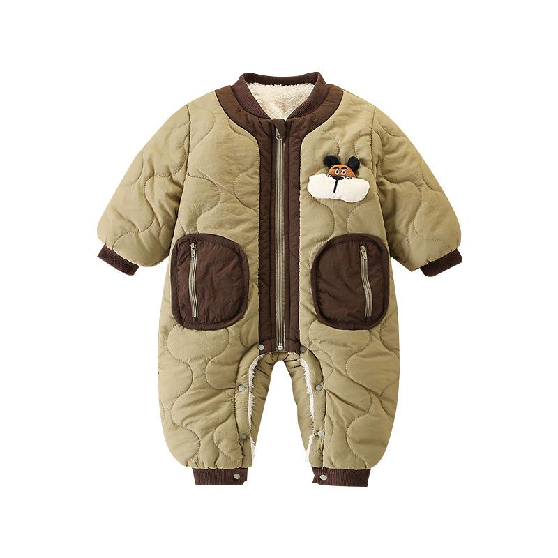 Autumn-Winter Baby Boys' Fleece & Cotton Long Sleeve Jumpsuit