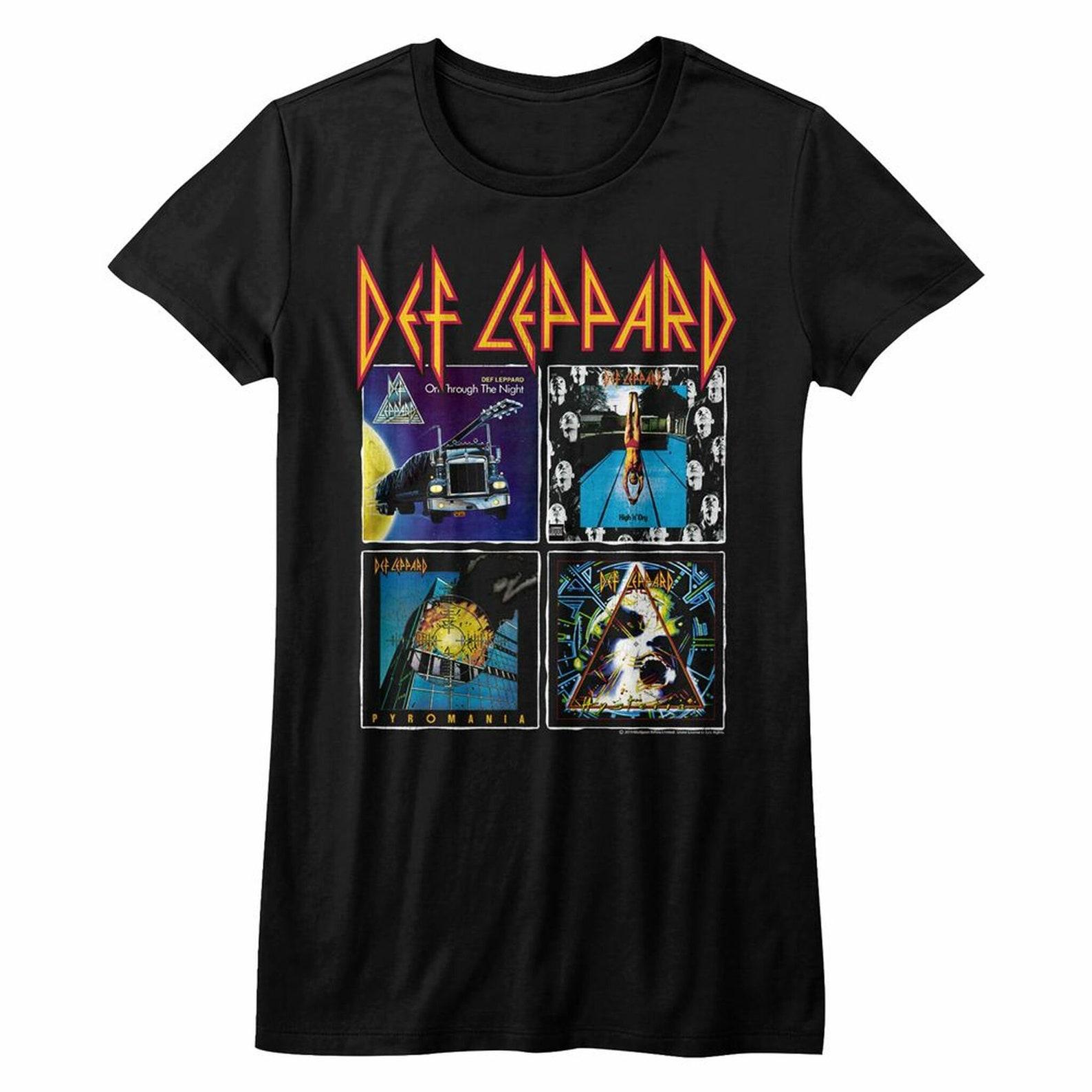 Def Leppard 80 s Albums Black Junior Women s T-Shirt M