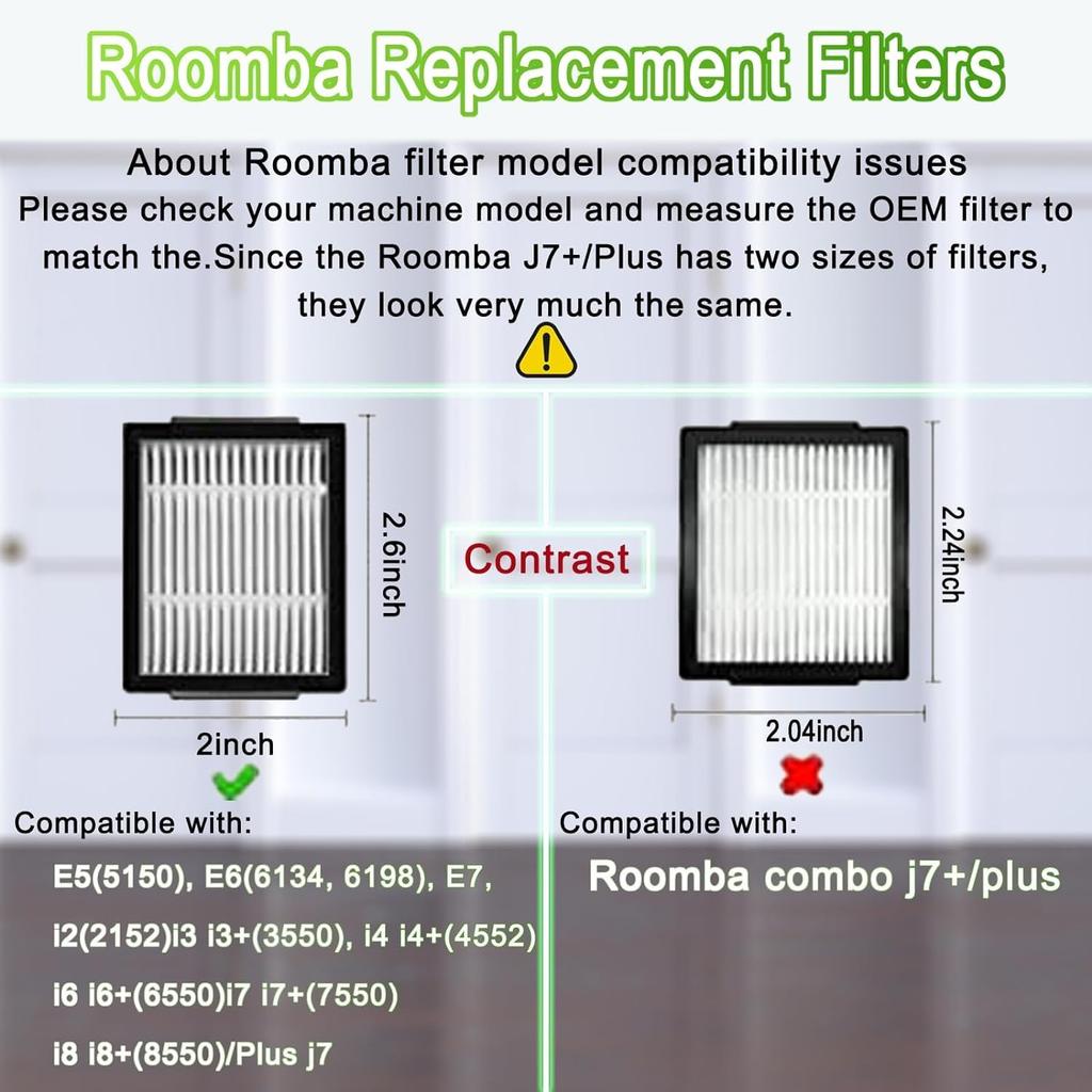 Hepa Replacement Filters for iRobot Roomba I3 I4 I6 I7 I7+ I8 i8+J7 E5 E6 E7 I & E & J Series Vacuum Cleaner Kit