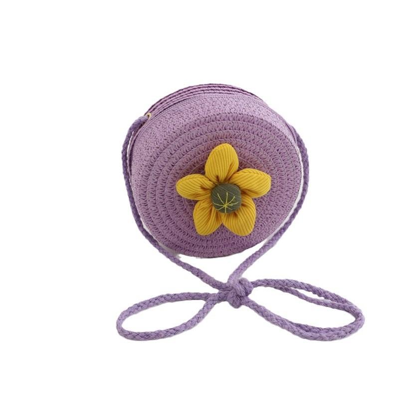

1Pc New bag cute ins messenger bag summer children s diagonal straddle bag change bag flower mini straw bag shoulder