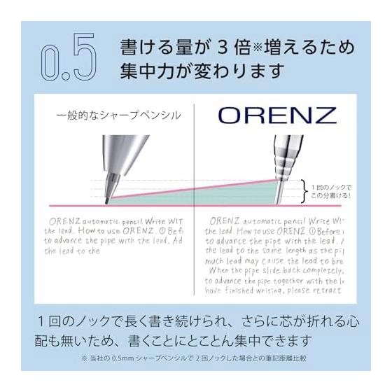 Pentel Orenz Mechanical Pencil, 0.5mm, Sax Blue Barrel, XPP505-RC - Unbreakable Lead Technology, 3x Writing per Knock, Entry Model