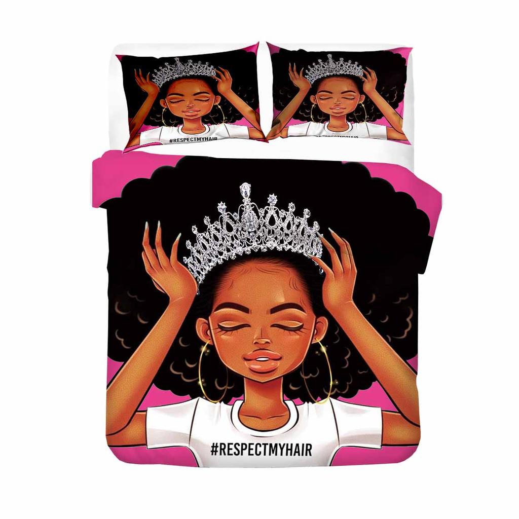 Comforter Fashion Girls Beddings Adults Bedroom Comforter Set Twin Size135X200 Single Bedclothes African Girl Bad Set