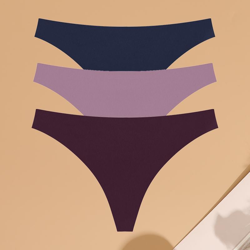 

FINETOO 3 шт. Женское нижнее белье в рубчик в полоску, сексуальные ультратонкие стринги Perspective, женские с низкой талией, дышащие стринги с Т-образной спинкой XS&3pcs