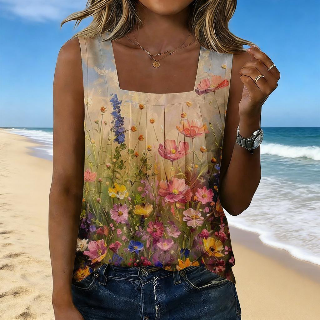 Women's Fashionable Casual Vintage Print Tank Top
