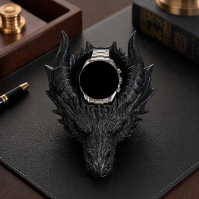 Dragon Head Organizer Tray & Candle Holder, 3D Printed Resin Decorative Dish for Keys, Jewelry, Earrings, Gothic Home Desk Entryway Decor