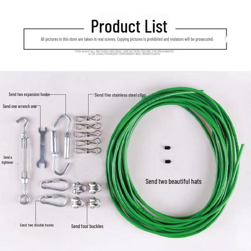 Quilt & Clothes Drying Line - Indoor/Outdoor Plastic-Coated Steel Wire