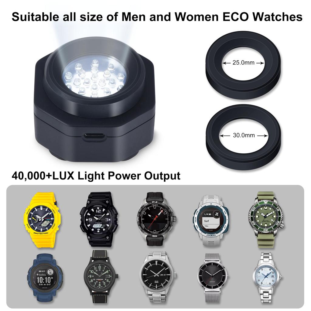 CoolFire 1046 Solar Watch Charger Fast Charging 40000 Lux UV-Free Portable