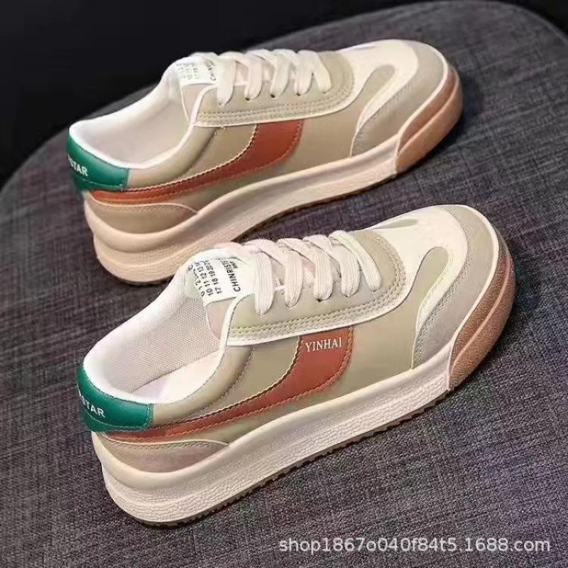 

Korean version flat baseplate shoes spring and summer round head soft sole heightening breathable casual sports shoes niche low-top white shoes women 40 хакі