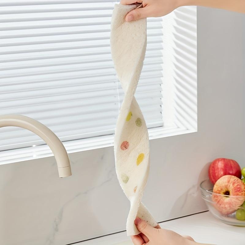 2pcs Kitchen Sink Absorbent Pads Long, Quick Dry Cleaning Sponges with Fruit Leaf Design, Strong Water Absorption, Dirt Prevention,