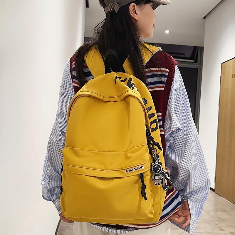 Japanese Trendy Cool Simple Letters Contrasting Colors Large Capacity Neutral Student Backpack 2025 New Junior High School Schoolbag