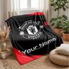 Manchester United Koc Flanelowy z Niestandardowym Tekstem i Nazwą Logo Piłkarskie Spersonalizowany Koc Polarowy Specjalny Prezent na Sofę Sypialnię Dom