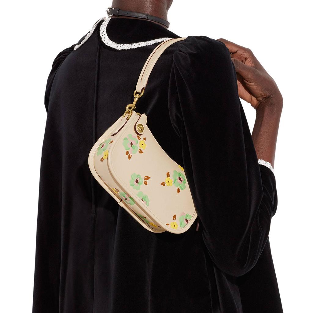 Coach Borsa a tracolla in pelle Swinger 20 con cerniera e stampa floreale Piccola borsa da donna Beige CH824-B4RHR