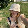 Cotton Linen Bucket Hat Breathable Face Flattering Hat Floral Embroidered Hat Thin Fabric For Daily Commuting Shopping Walking
