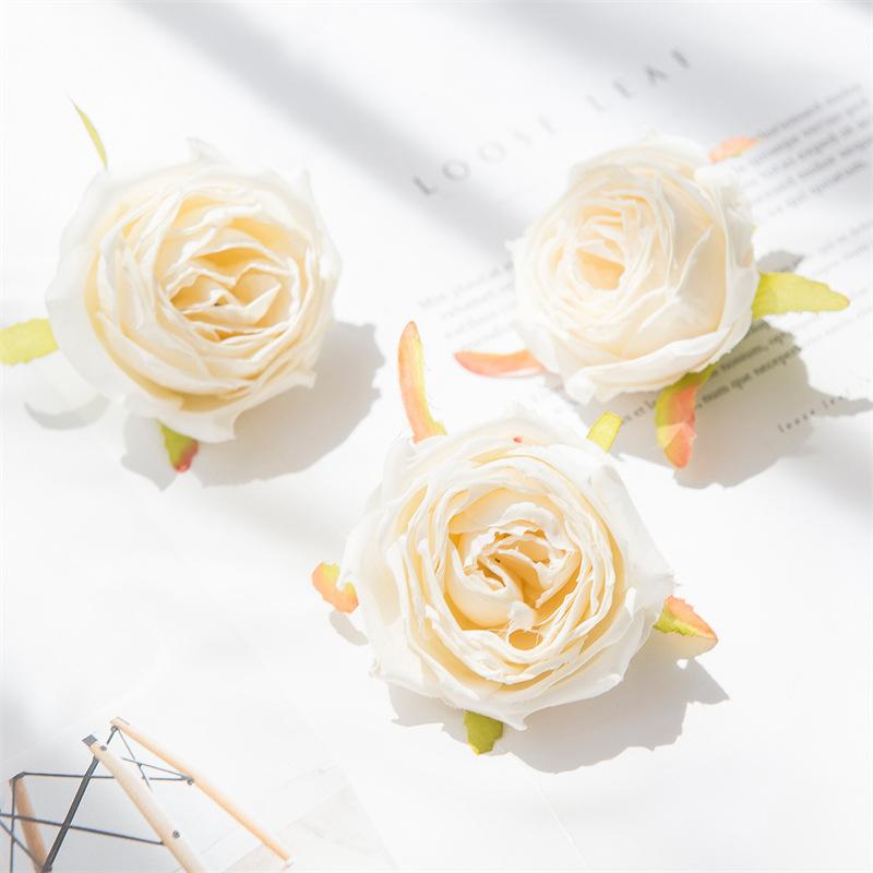 Große gerollte Kanten Rosenkopf Handgemacht DIY Künstliche Rosen Blumen Schößchen Hochzeitsblume Künstliche Requisiten Dekoration Kunstblumen