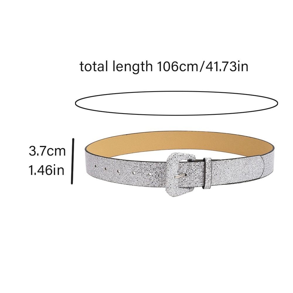 Wide Side Shiny Sequin Belt Metal Buckle Y2k Jeans Decoration Rhinestone Waist Belt  Ladies/Girls