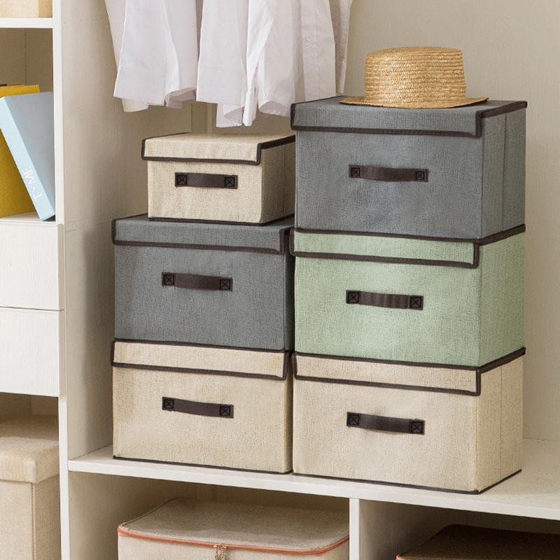 1 unidad Caja de almacenamiento multiusos con tapa para armario, ropa, libros, cosméticos, juguetes Caja de almacenamiento no tejida a prueba de polvo